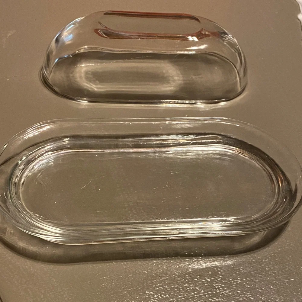 V8ntage Clear Glass Butter Dish with Lid